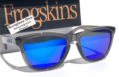 Oakley Frogskins Grey Smoke POLARIZED Galaxy Blue Mirror Lens