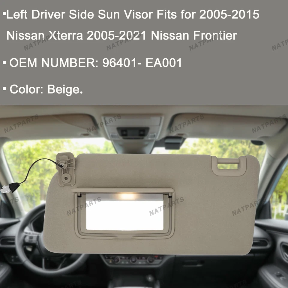 Левый солнцезащитный козырек со стороны водителя для Nissan 05-21 Frontier 05-15 Xterra 96401- EA001 - Изображение 2 из 4
