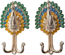 2Pcs Peacock Metal Double Hanger Hook Double Head Wall-Mounted Coat Towel Hanger