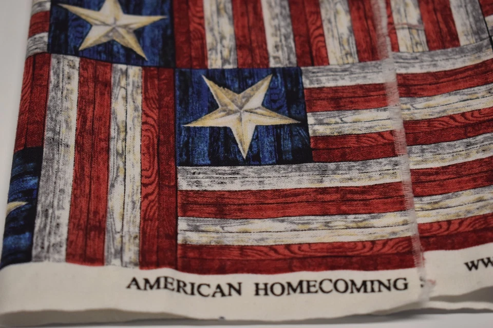 2 piece fabric lot USA 4th of JULY flag PATRIOTIC AMERICA rustic - Image 3 of 3