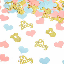 240 Pieces Gender Reveal Confetti Baby Shower Heart Glitter Baby Clothes Confett