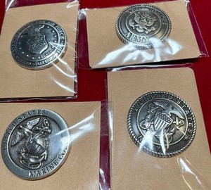 United States Screwback Conchos -Lot of 4 - Army - Navy - Air Force- Marines 