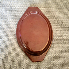 Pyrex 943  C11 Vintage Oval Glass Replacement Lid Brown/White Baking  11x6.5 in