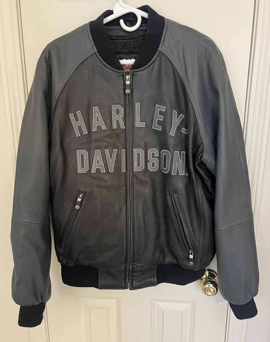 VINTAGE HARLEY DAVIDSON MEN'S LEATHER BOMBER JACKET 100th