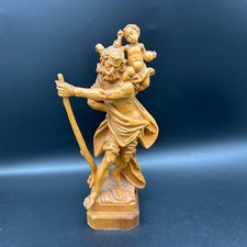 Osvaldo Moroder Ortisei Hl. Christophorus Holzfigur geschnitzt S&uuml;dtirol Signiert