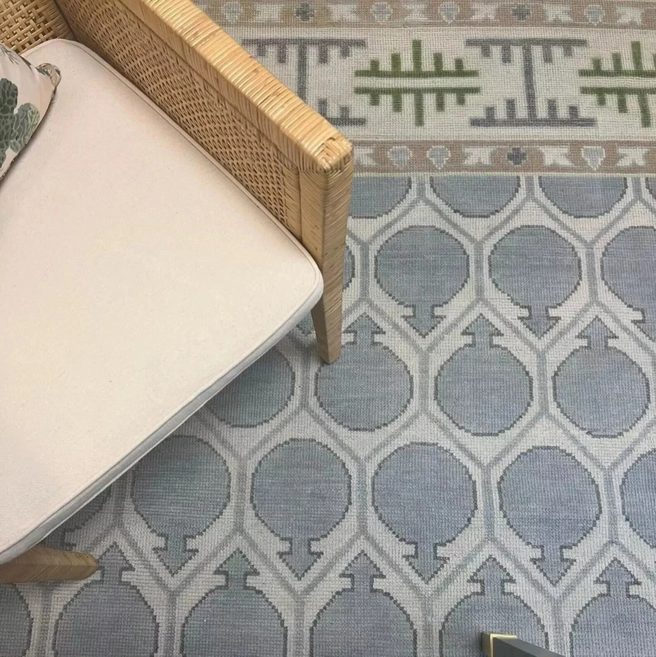 Alfombras orientales Oushak anudadas a mano gris apagado alfombras de lujo para sala de estar dormitorio Foto 4 de 4