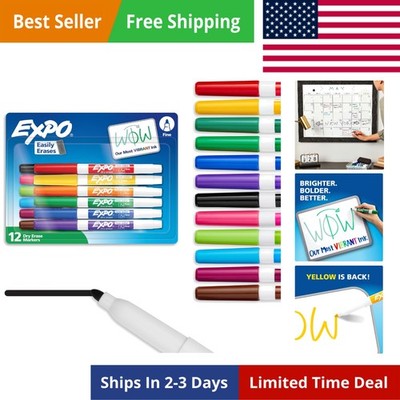 EXPO Low Odor Dry Erase Markers Fine Tip Assorted Colors 12 Pack