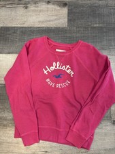 Hollister Women's Pink Logo Pullover Crew Neck Sweatshirt Long Sleeve L