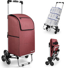 2 in 1 Aluminum Alloy Stair Climbing Cart, 300LBS Grocery Cart on Wheels, Foldab