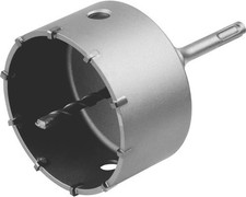 Restposten Wolfcraft Bohrkrone 105 mm hartmetallbestückt mit Spanndorn SDS-plus