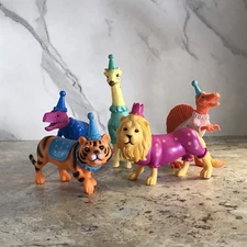 ANKYO ZOO PARTY ANIMAL PLAYSET CAKE TOPPERS SET - LION TIGER GIRAFFE & DINOSAURS