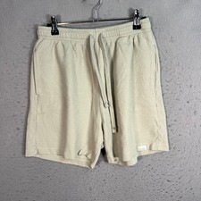 Zara Mens Small Light Green Waffle Knit Cotton Shorts W/ Drawstring  Pockets