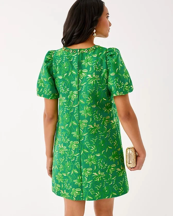 NWT Lilly Pulitzer Jarren Dress Color: Bamboo Green Sunseeker Jacqu, Full Size. - Image 3 of 4