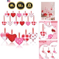 Valentine Hearts Ornaments 30pcs Fabric Heart Hanging Decor for Valentines We...