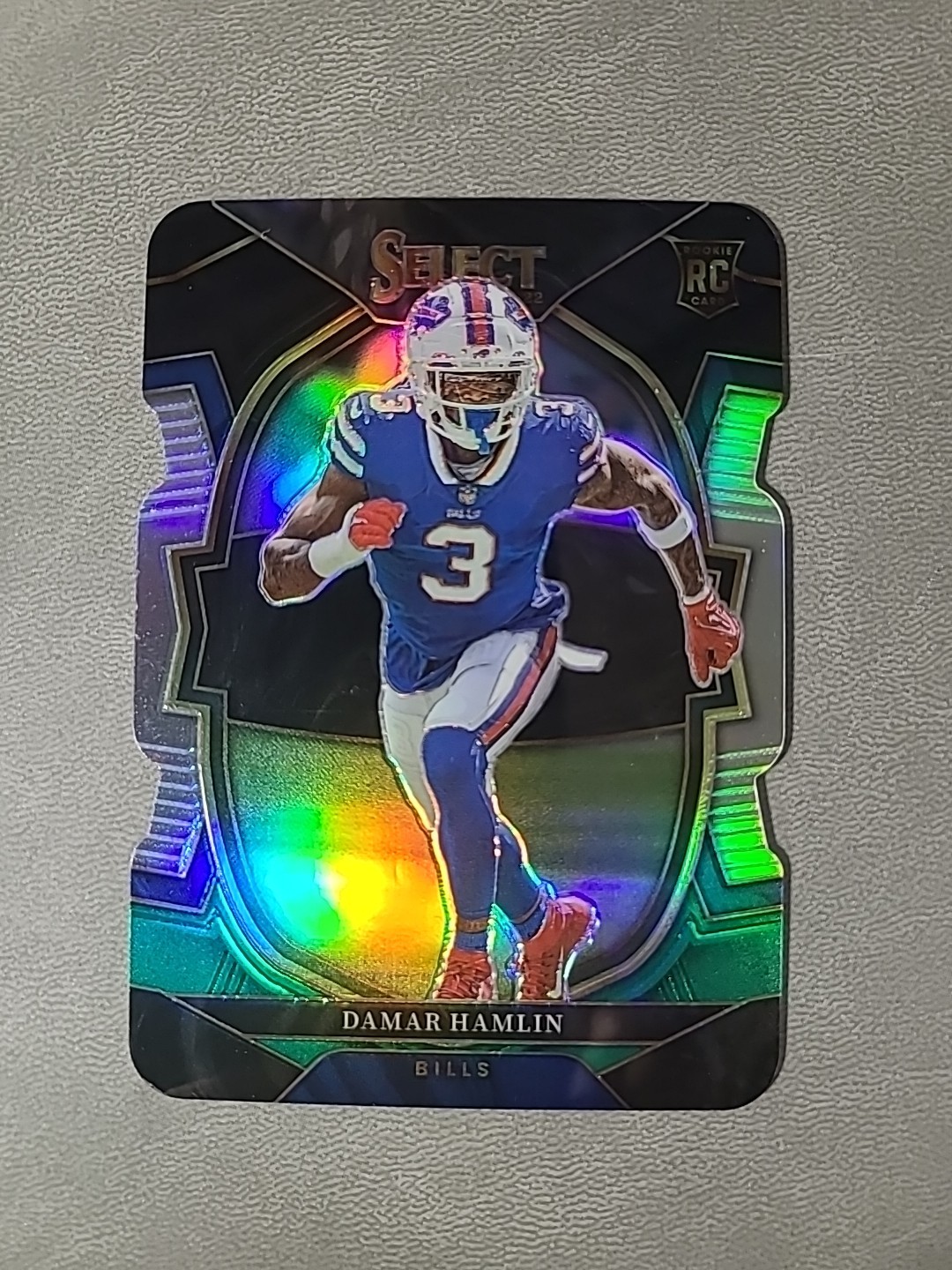 2022 Panini Select Damar Hamlin RC Die-Cut Black/Green Prizm #100 Buffalo Bills