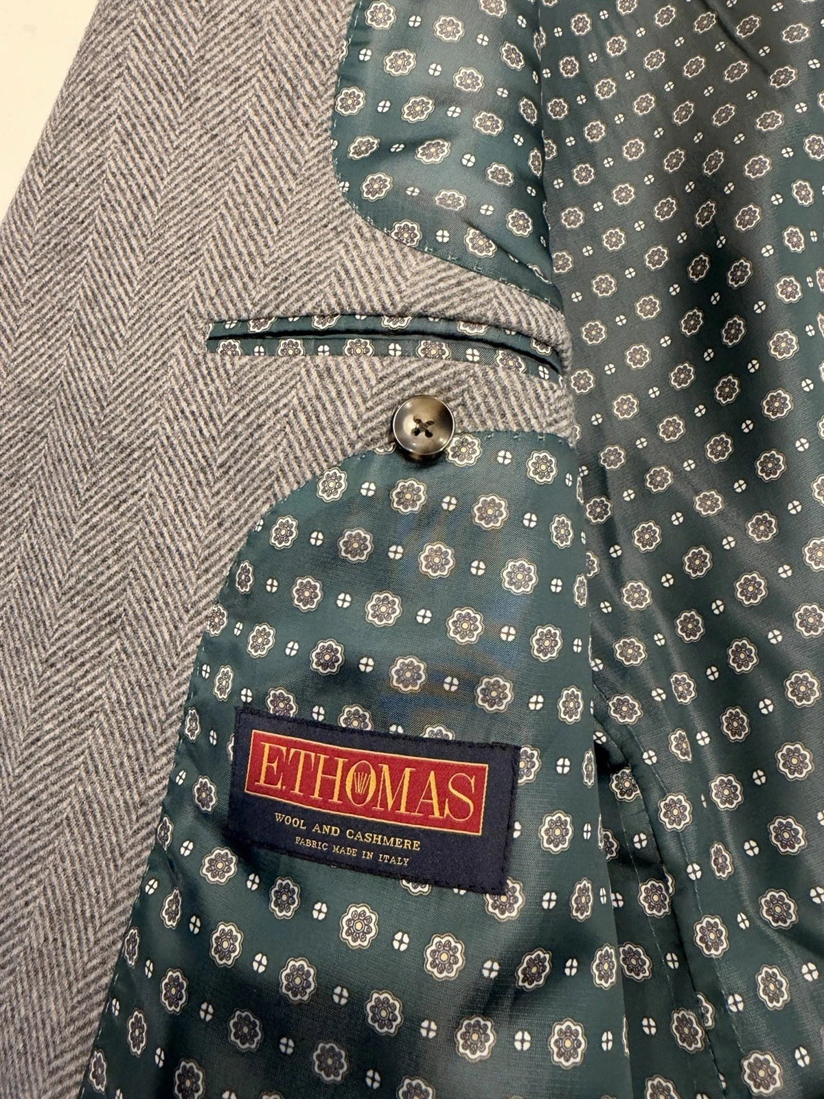 Suitsupply Custom Made Overcoat 40 Gray Herringbone Wool Cashmere E Thomas - product detail image 8