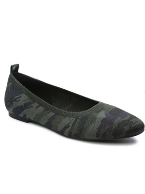 SANCTUARY Womens Green Stretch Social Round Toe Slip On Leather Ballet Flats 9 M