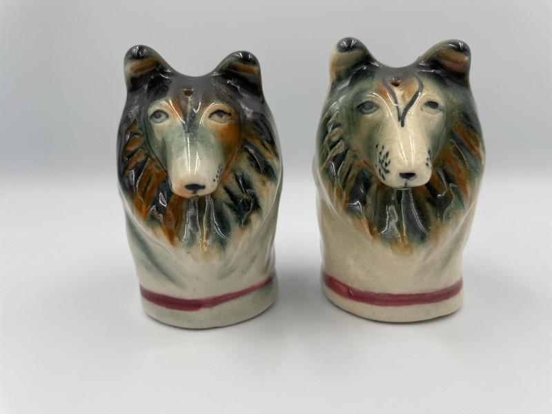 Vintage Collie Head Salt & Pepper Shaker Set