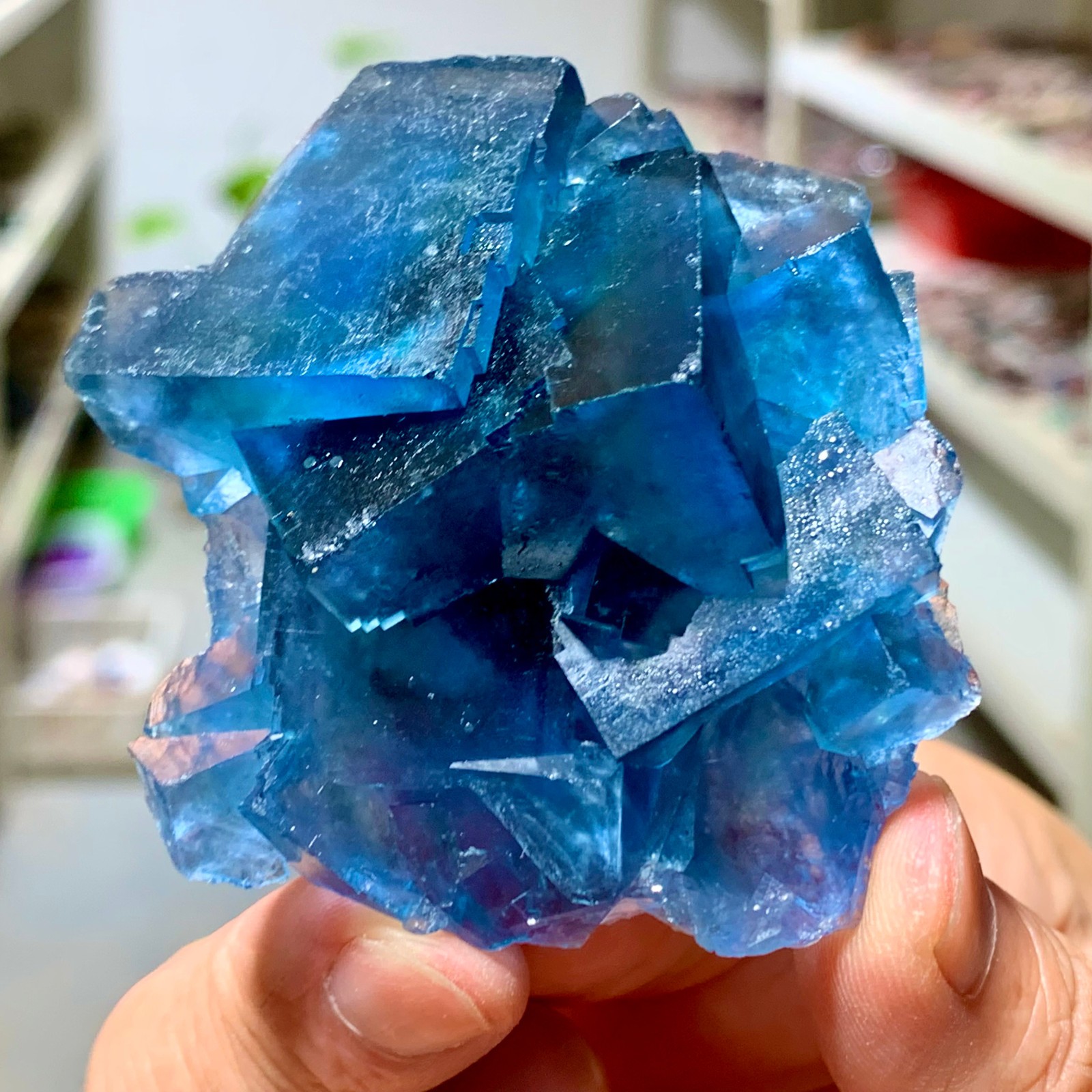 89G Transparent Blue-Green Cubic Fluorite Crystal Specimen from China