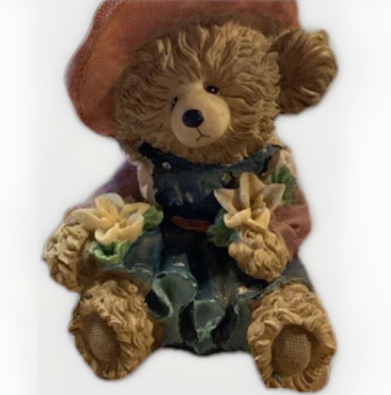 Vintage Collectible Teddy Bear  Figurine From Young’s Inc Hand Painted Resin