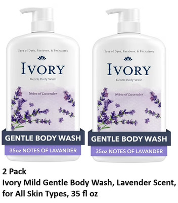 (2 Pack) Ivory Mild and Gentle Body Wash, Lavender, for All Skin Types, 35 fl oz