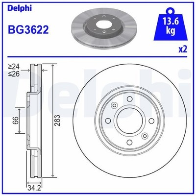 2x Delphi Scheibenbremse vorne 424984 4249J6 E169142 3557911 1667857480 26259735