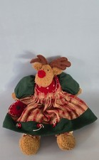 Vintage Christmas Plush Girl Moose With Dress  14