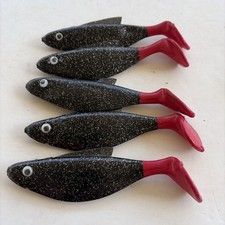 5 Felmlee 5” Patsy Flash Black Glitter Red Fan Tail Shad