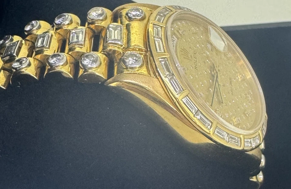 EXTREMELY RARE Rolex Day-Date 36mm 18K Yellow Gold Diamond Band & Dial #18168 - Image 3 of 4