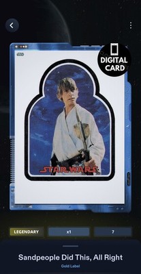 10cc LUKE SKYWALKER SUGAR-FREE GILDED GOLD LABEL LEGENDARY Star Wars Card Trader