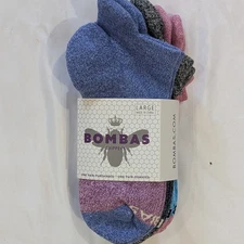 Bombas Grippers Ankle Socks 3-Pack Large Multicolor Honeycomb Cotton