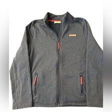 VINEYARD VINES Girls Full Zip Grid Fleece Sz Large 14 Navy w Pink Accents