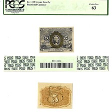 5 Cents Second Issue Fractional Currency Fr. 1233 PCGS Choice New 63
