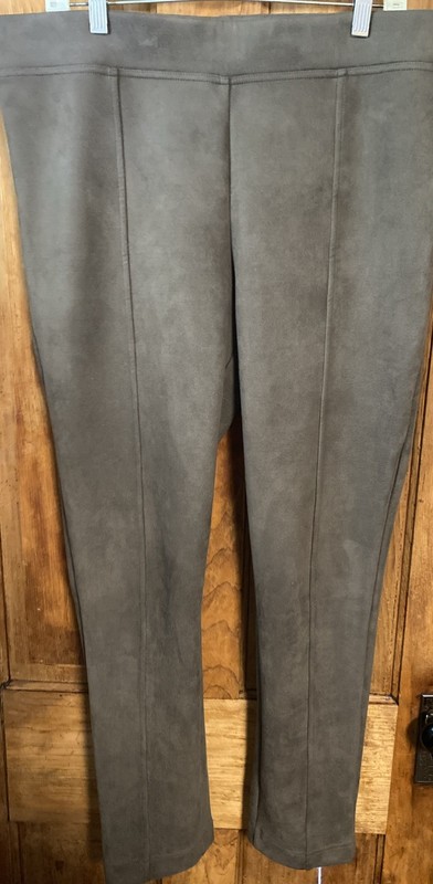 Andrew Marc Womens Polyester Pull On Pants High Waist Gray Stretch Faux Suede XL