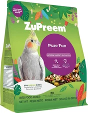 Pure Fun Bird Food, Cockatiel, Lovebird, Quaker, Small Conure, Lorikeet, Seed an