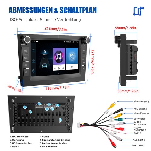 Android 13 Autoradio DAB+ GPS RDS Carplay Für Opel Combo Astra H Corsa C D Combo - Bild 13 von 15