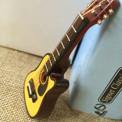 1:12 Scale Miniature Guitar Model - Painted Birch Wood Dollhouse Decor, Lifelike Tiny Ornament - View #3