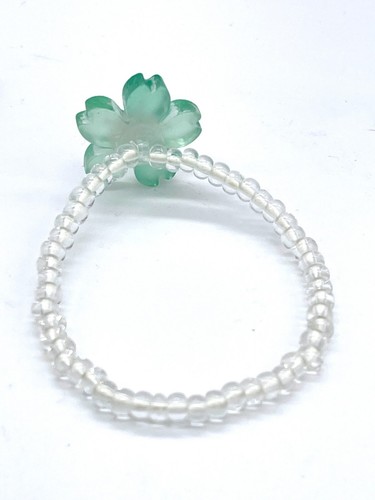 Glow in the Dark Flower Bracelet, 7 inch Stretch, 4/0 Glass Seed Beads -B5 - Picture 29 of 33