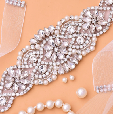 Beaded Diamond Thick Wedding Dress Lace Belt Bride Bridesmaid Rhinestone  Belt