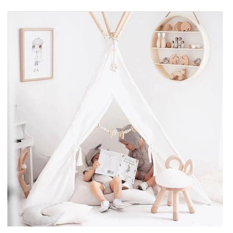 Lindos Animales Nórdico Taburete de Madera Niños Cubierta de Asiento Suave Guardería Guardería Silla Regalo Foto 2 de 4