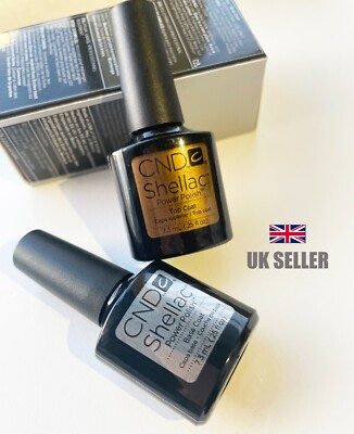 CND Shellac Power Polish Base & Top Coat VERPACKT 7,3 ml UV Nagelgel UK Verkäufer