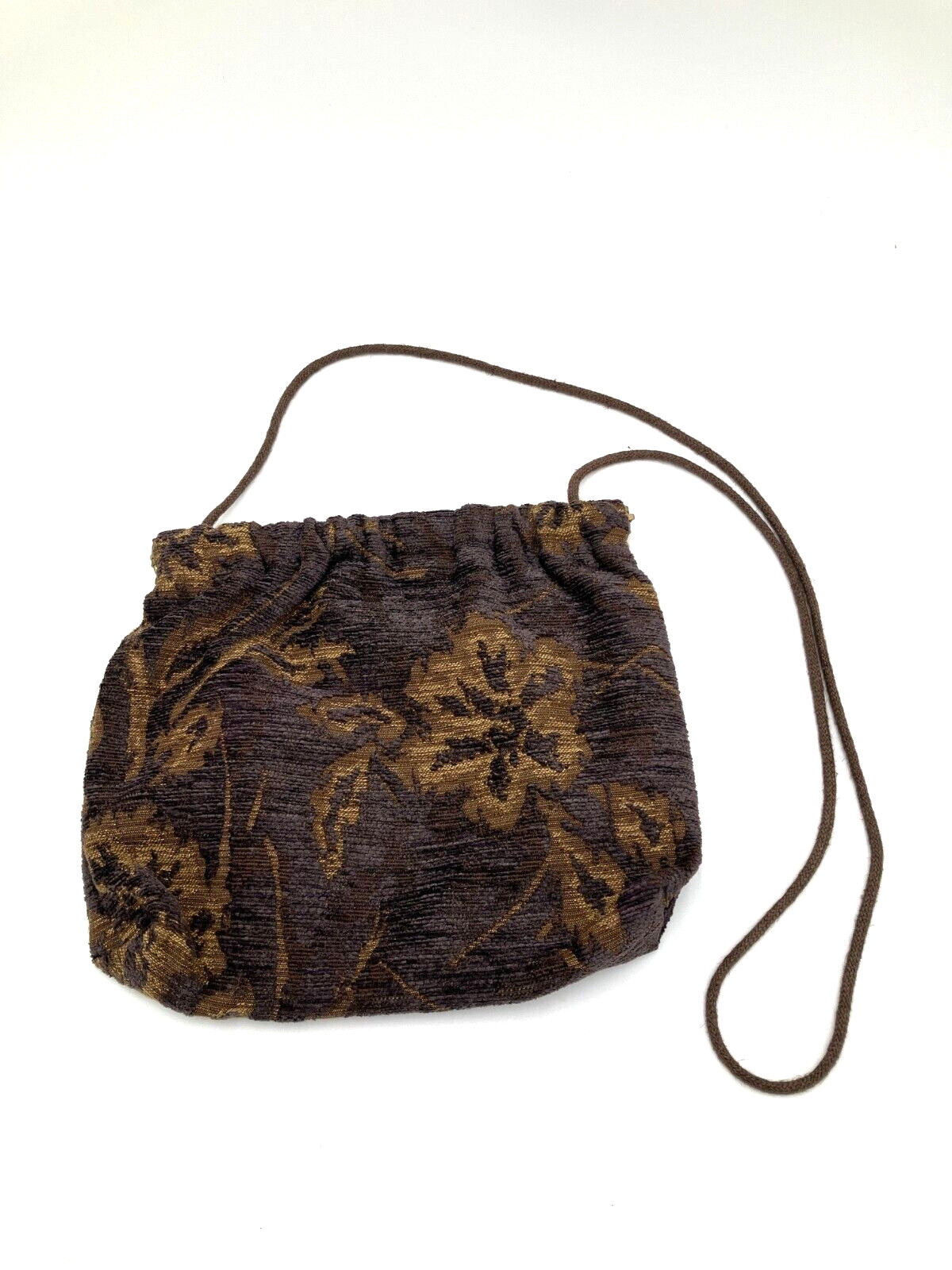 Vintage Floral Tapestry Fabric Crossbody Purse Metal Accordion