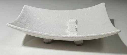 Vintage MCM 60s White Haeger Textured Ceramic Ashtray Mid Century Modern Atomic