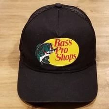 Bass Pro Shops Hat Cap Snapback Trucker Black Fish Fishing Adjustable