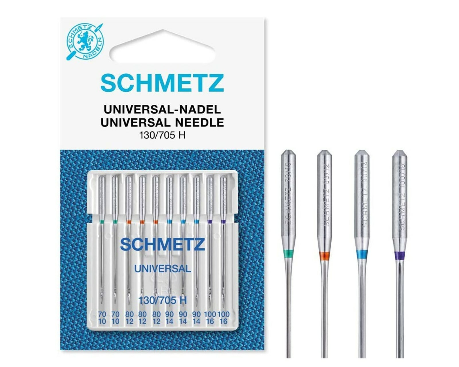 Universal Sewing Machine Needles Schmetz Pack of 10 Assorted,  70-100