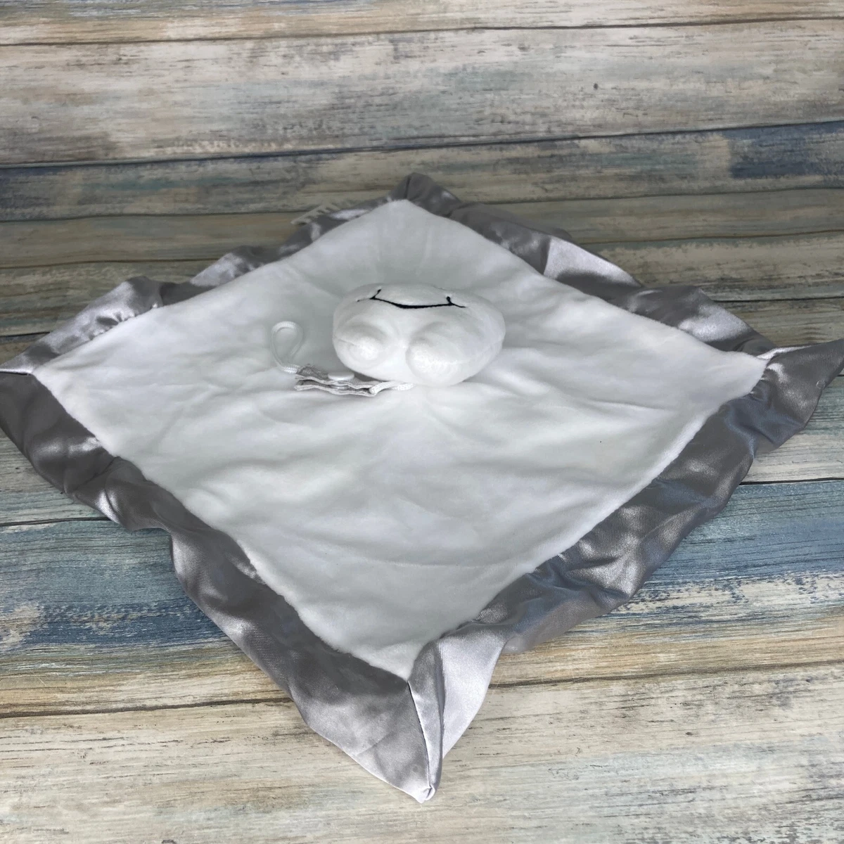 The Teething Egg Nummie Lovey Tooth Plush Satin Trim White Gray Security Blanket