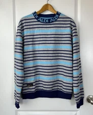 ALDI Gear NWT 2024 Unisex Pullover Blue Striped Sweatshirt Size Medium
