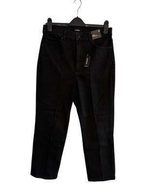 NWT Express Jeans Women s 10 Straight Super High Rise Stretch Black Denim - $80