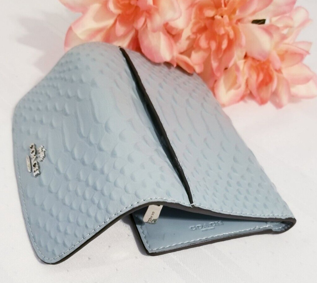 COACH NEW YORK PYTHON EMBOSSED CLEAR BLUE LEATHER… - image 11