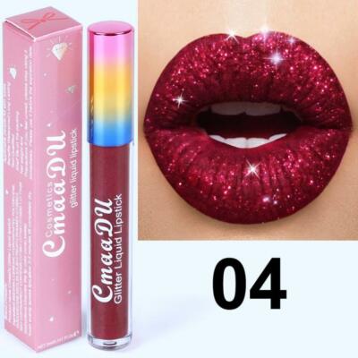 CmaaDU 6 Colors Glitter Liquid Lipstick Matte Waterproof Long Lasting Lip Gloss